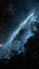 Wall Mural - Celestial Canvas A Stunning Abstract Blue and Black Veil Nebula in a Dark Cosmic Landscape