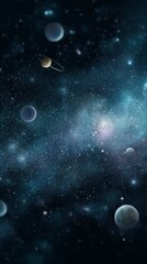 Wall Mural - A cosmic scene featuring planets, stars, and a nebula in deep space