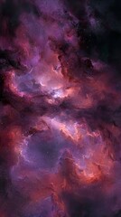 Wall Mural - Vibrant nebula with swirling clouds of purple, red, and pink gas in deep space