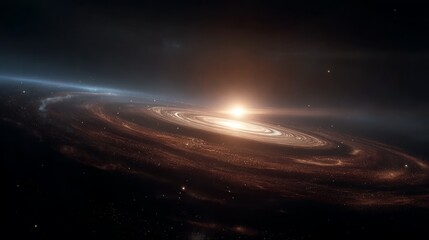 Wall Mural - Spiral galaxy with bright central core and swirling arms in deep space