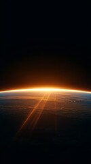 Wall Mural - Sunrise over Earth's horizon from space, showcasing atmospheric glow and curvature