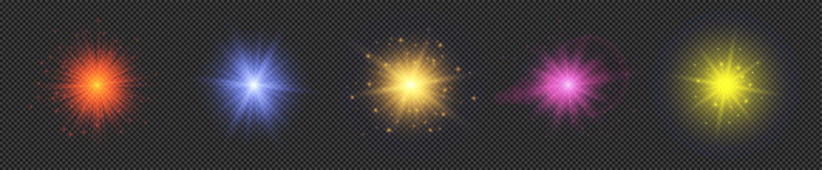 Wall Mural - set of light effects of lens flares