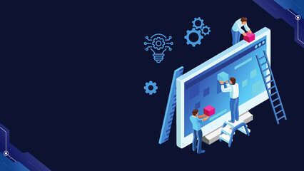 Title: Website Development and Teamwork Concept Illustration