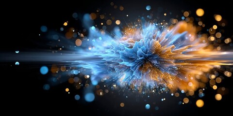Canvas Print - vibrant blue and orange energy clash illustration depicting an abstract digital universe explosion