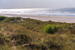 Dunes on beautiful sandy beach at the coastal village De Haan, West Flanders, Belgium, sunny summer day