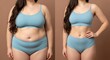 © Elitemedia - Before and After Weight Loss Transformation Featuring a Woman in Blue Lingerie