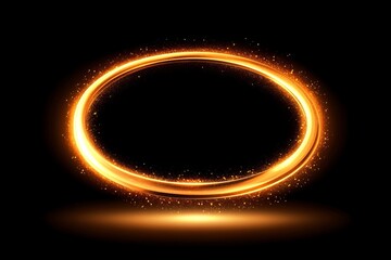 Wall Mural - Abstract Glowing Circle Frame with Sparkling Light Dust Particles on Black Background