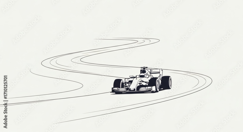 Minimalistic Racing Graph Minimalist F1 Race Car Line Art Stock Illustration | Adobe Stock