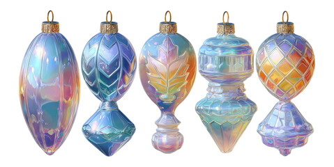 Wall Mural - Beautiful Isolated Colorful Christmas Ornaments with Elegant Designs