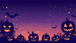 ©  wata _Japan - 夕暮れの空と光るカボチャのハロウィン背景