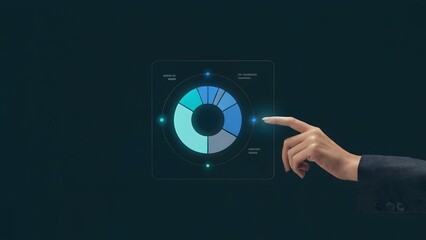 Wall Mural - Analyzing Data: A detailed view showcasing a hand interacts with a modern data representation, highlighting the power of analytics and decision-making in a business context.