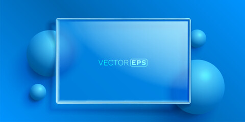 Wall Mural - glass frame with colored spheres on background. vector illustration