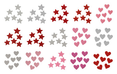 Wall Mural - png colorful star heart sticker collection, element set on transparent background