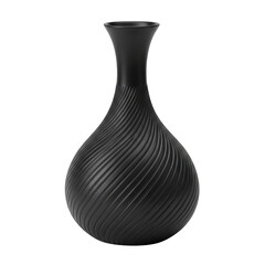 Elegant black swirled glass vase with smooth neck for modern home decor transparent background