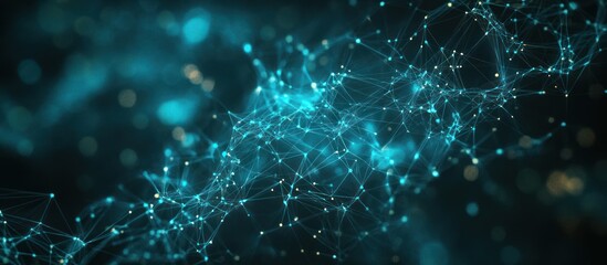 Wall Mural - Abstract teal network connections.