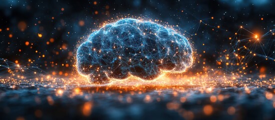 Wall Mural - Glowing brain network, neural connections, intelligence, AI.