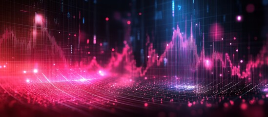 Wall Mural - abstract financial data visualization with glowing lines and graphs.