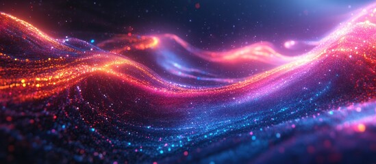 Wall Mural - Abstract glowing particles wave, vibrant colors.