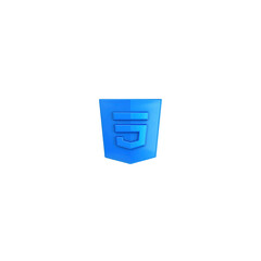 3D Render of a Blue HTML5 Logo