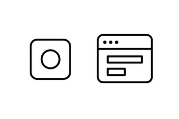 Simple linear icon of apps and web page interface, minimalistic editable stroke pictogram for digital design, user interface, app development, web layout, vector cartoon illustration