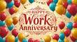 © Khfd - Vibrant digital illustration for a work anniversary celebration with colorful balloons and confetti