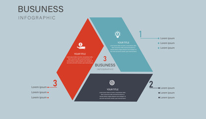 3 Step Modern Geometric Triangle Business Infographic Template for Presentation and Strategy Planning
