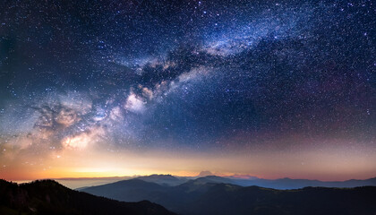 Wall Mural - Night Sky With Stars And Milky Way Space Background