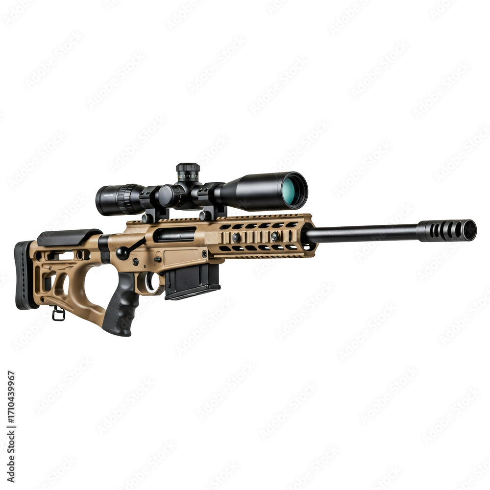 Tan Bolt Action Sniper Rifle with Scope on Transparent Background Stock ...