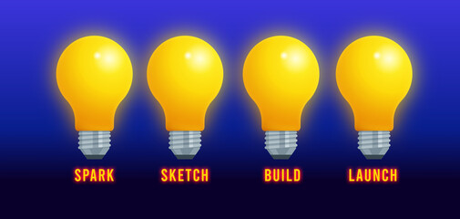 Wall Mural - A new idea spark turns into a sketch that people build together before they finally launch