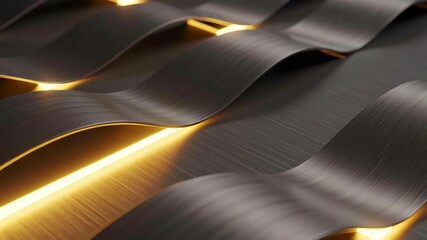 Abstract Dark Gray Wavy Texture with Golden Light Background