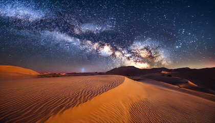 Wall Mural - Stunning Milky Way Over Sand Dunes In Desert Landscape