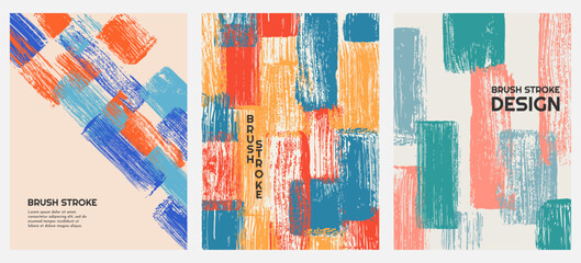 Canvas Print - Vector illustration. Ink brush strokes layered composition. Concept of flowing paint smears. Art exhibition style. Design for poster, invitation, gift card, coupon, book cover, web banner. 