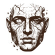 © Design Spread - Cracked Man Face Engraving Vector