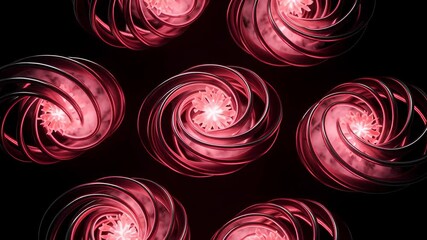 Abstract Shiny Red Metallic Swirls Over Dark Backdrop Technology Pattern