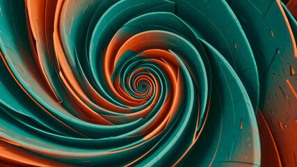 Abstract Swirl in Teal and Orange Colors Creates Mesmerizing Pattern