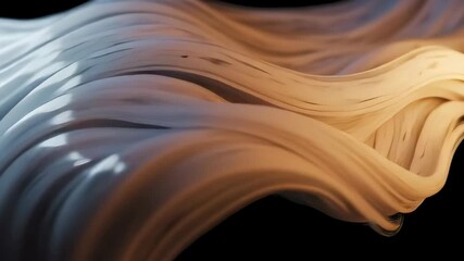 Abstract Wavy Pattern with Light Blue and Orange Tones on Black Backdrop