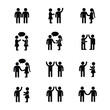 © shohag - Group of people silhouettes simple relationships icon set