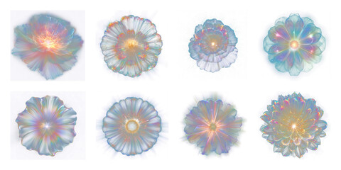 Wall Mural - PNG Colorful abstract flower patterns, element set on transparent background