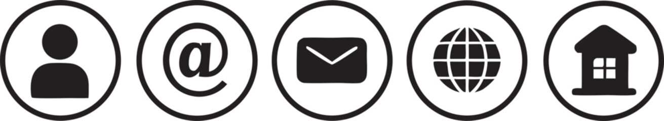 Set of three rows of diverse contact icons for communication and business