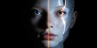 © vetrana - Futuristic humanoid robot with half human face showcasing advanced technology and design elements
