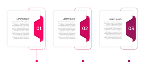 Wall Mural - Business model infographic with 3 horizontal rectangular frames, representing key features of a startup project. Modern flat vector design for presentations.