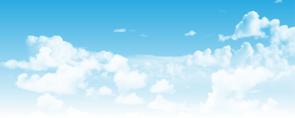 Wall Mural - A high-resolution image showcasing a vibrant blue sky filled with scattered white cumulus clouds. The natural daylight highlights the soft textures of the clouds.