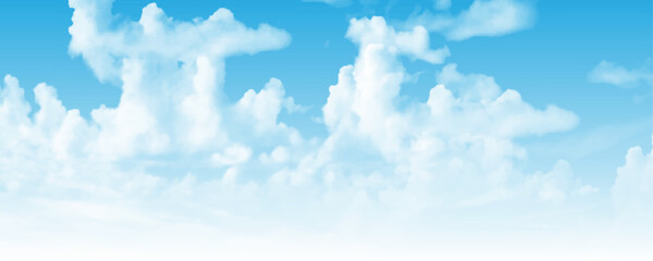 Wall Mural - White cirrus clouds in the blue sky on a clear day in the summer. Used as a background image.