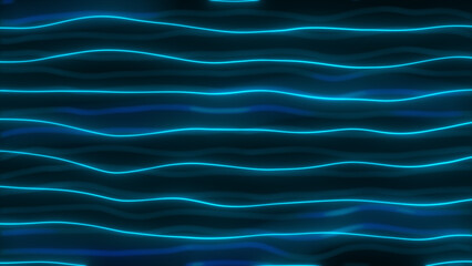 Wall Mural - Animated 3d render of glow abstract particles in defocus. Motion background with twisted lines