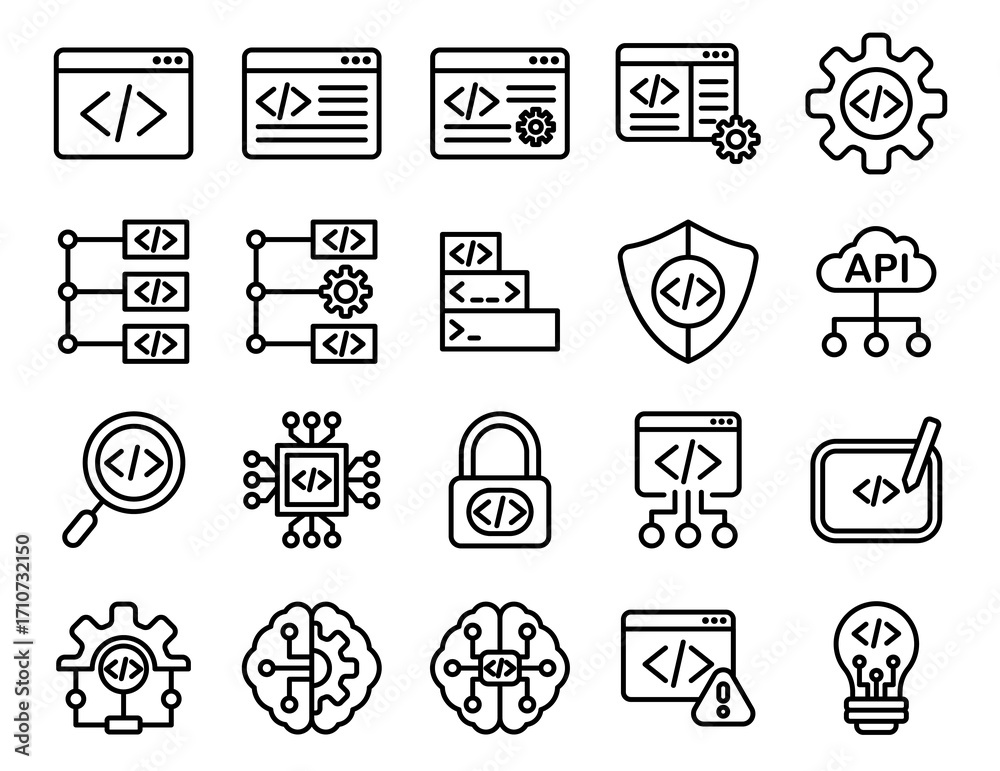 Image vectorielle Stock coding and prompt collection. coding and prompt ...
