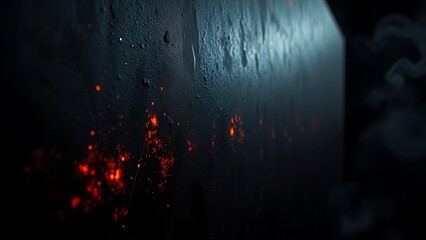 An abstract close-up of an industrial metal surface with glowing orange heat marks, creating a dramatic textured effect.