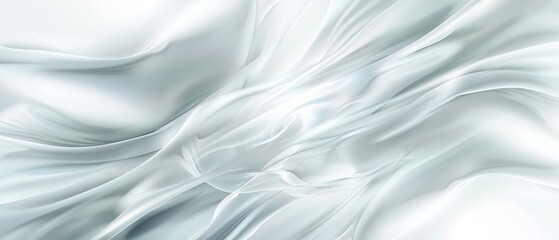Wall Mural - Abstract white flow curve wave cloth fabric illustration futuristic smooth ripple background.