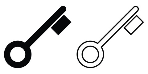 Unlock keyword signs set on white page. Silhouette key icon set on isolated white page. Black isolated vector key icon set on white background. Door key icon set. EPS 10. 
