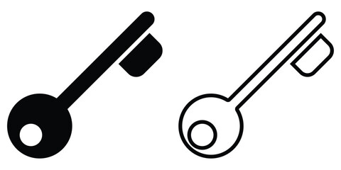 Unlock keyword signs set on white page. Silhouette key icon set on isolated white page. Black isolated vector key icon set on white background. Door key icon set. EPS 10. 