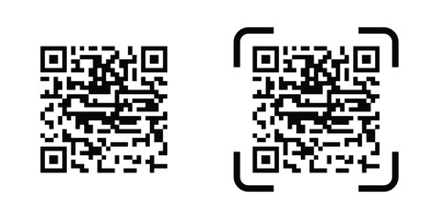 Simple black QR code icon with clean lines, ready for print and web use.
